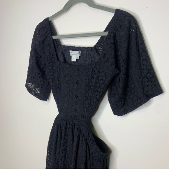SALT WATER LUXE Black Eyelet Boho Chic Nova Mini Dress Size XS - Picture 3 of 14